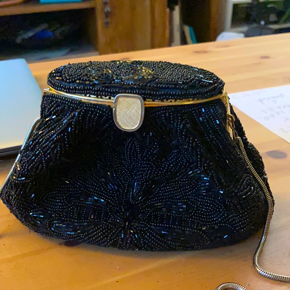 Vintage Beaded Evening Bag, Crossbody with Gold Chain BEAUTIFUL